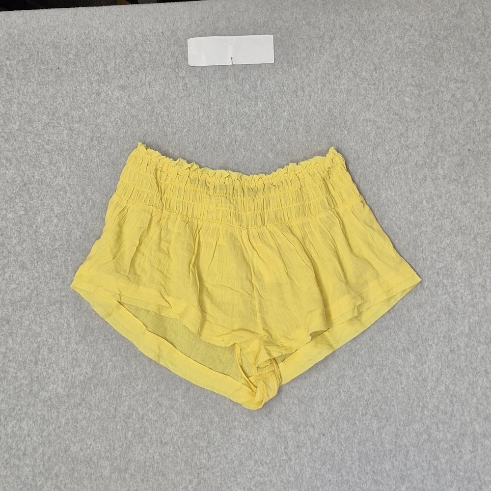 Anthropologie Women Shorts L Yellow Smocked Pull On NWt - Picture 9 of 13